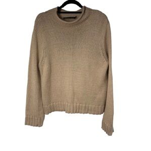 Jenni Kayne Beige Crew Neck Sweater Casual Old Money Classic